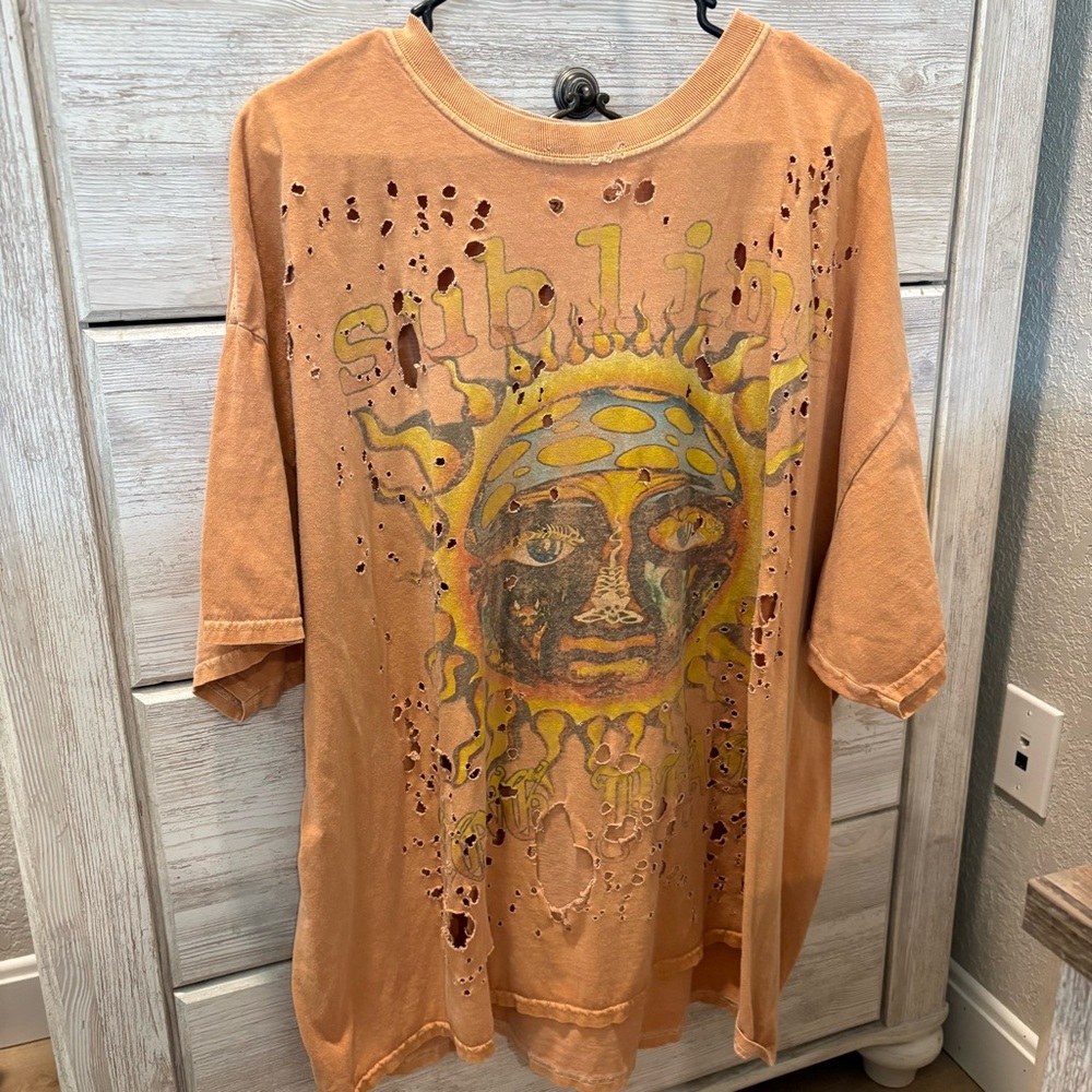 Urban Outfitters Distressed Sublime Orange Graphic Short Sleeve Tee